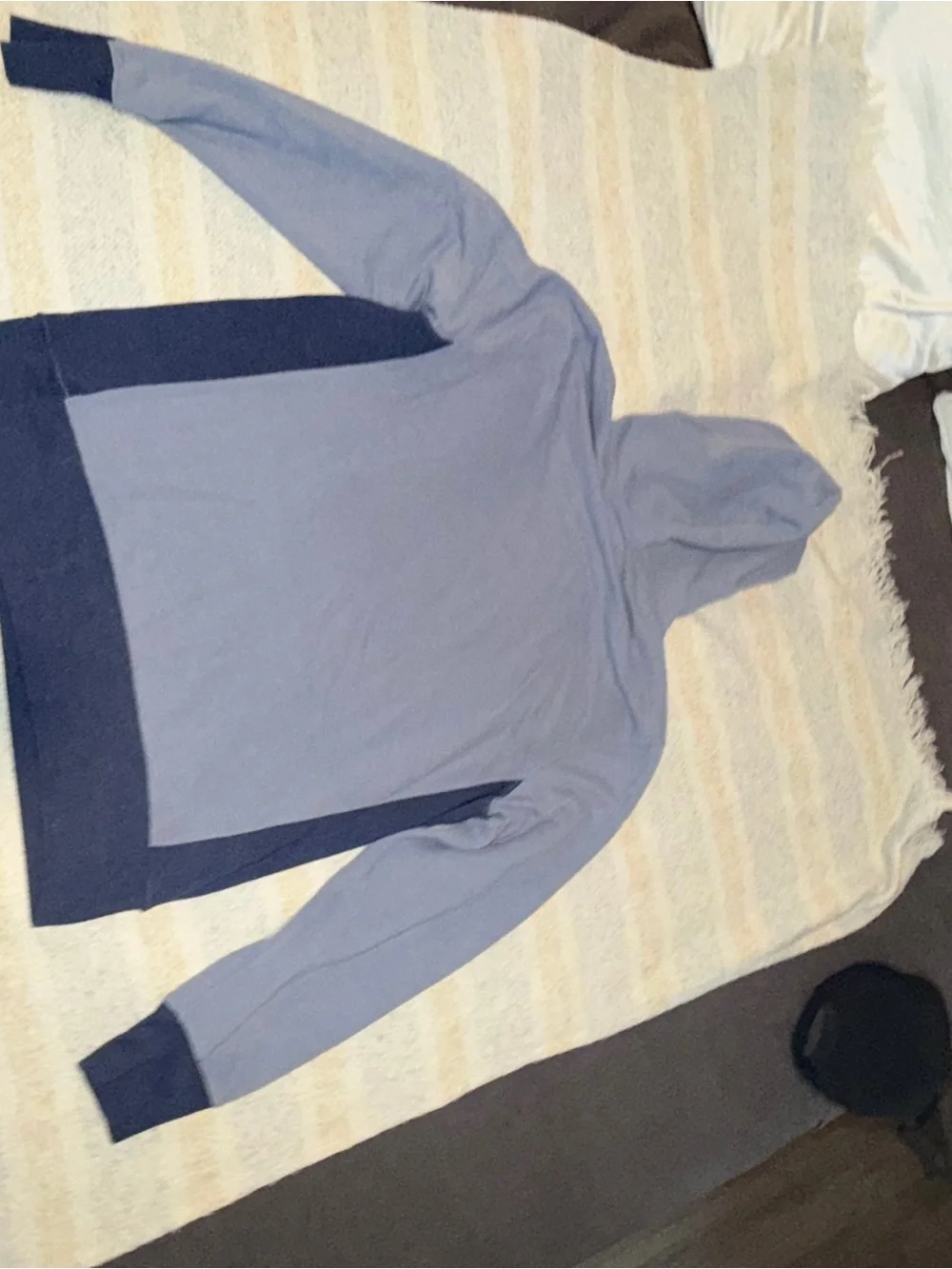 J. Crew Two-Tone Slate Blue and Navy Hooded Pullover